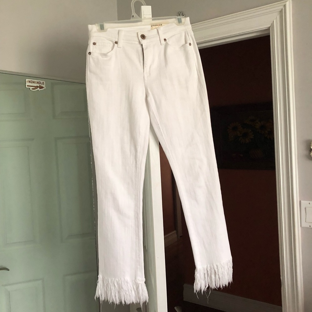 White Flared And Fringed Pistola Jeans